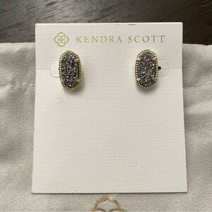 NWT Kendra Scott Ellie Gold Silver Drusy Studs